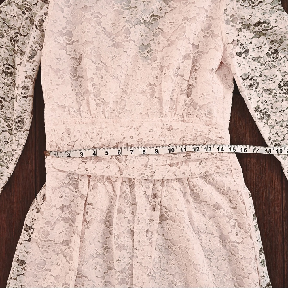 Vintage 80s Petal Pink Lace Maxi Dress 10 Cottagecore Victorian Wedding Coquette - Picture 5 of 13